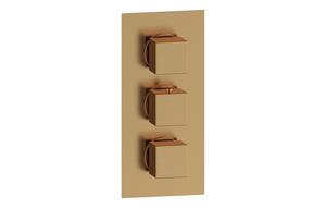 Galaxy Thermostatic Two Outlet Triple Shower Valve - Brushed Bronze